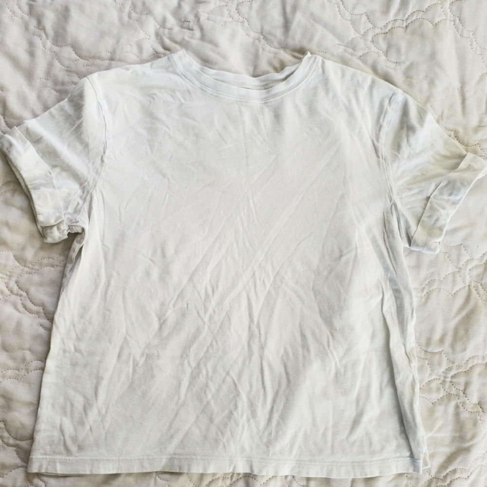 Relaxed Fit Cotton And Modal Plain White Tee, Short Sleeve Medium T-shirt